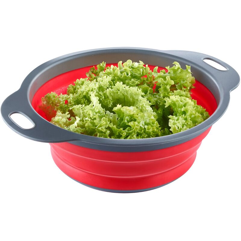 Kokoontaitettava siivilä, 29,5 x 24 cm, punainen/harmaa