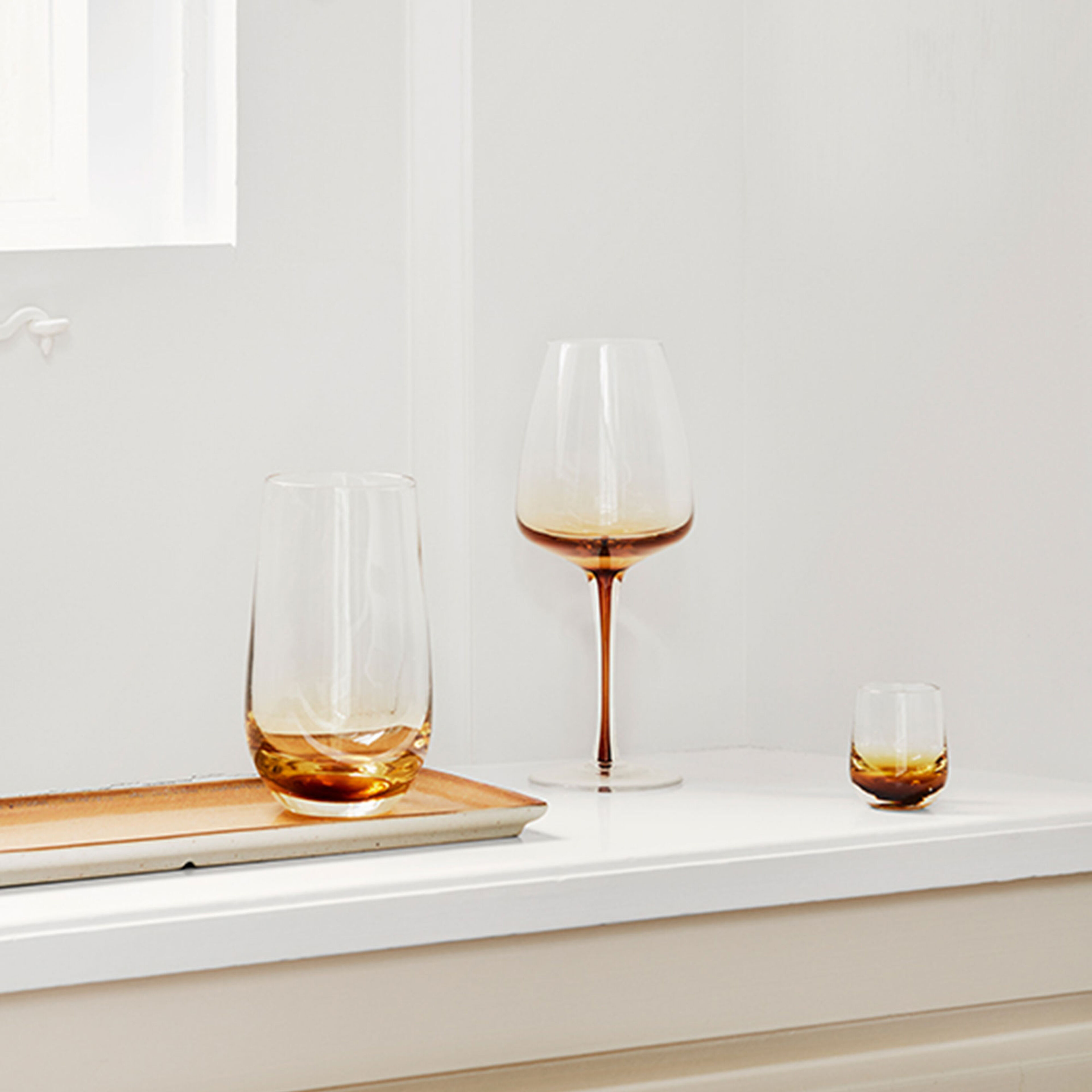 55 cl. Amber munblåst dricksglas