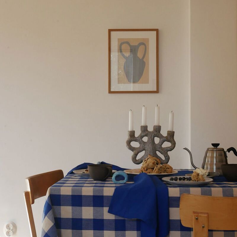 Bell bordsdug 180x145 cm, blå/aprikos