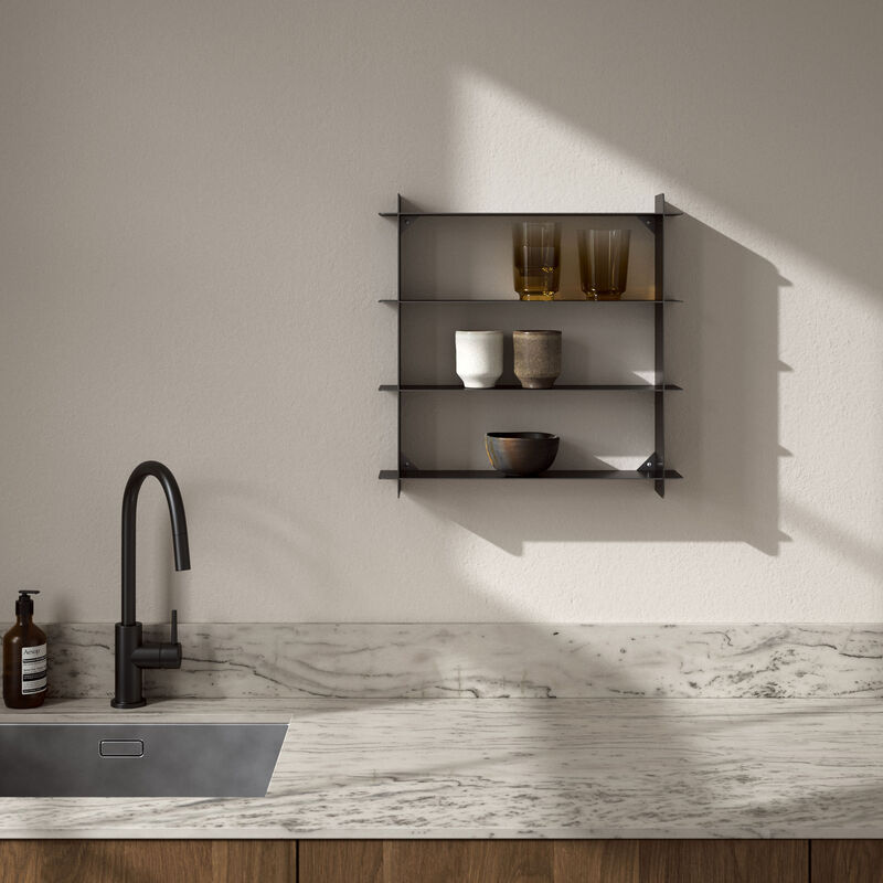 Division hylla 45 × 45 cm, svart stål