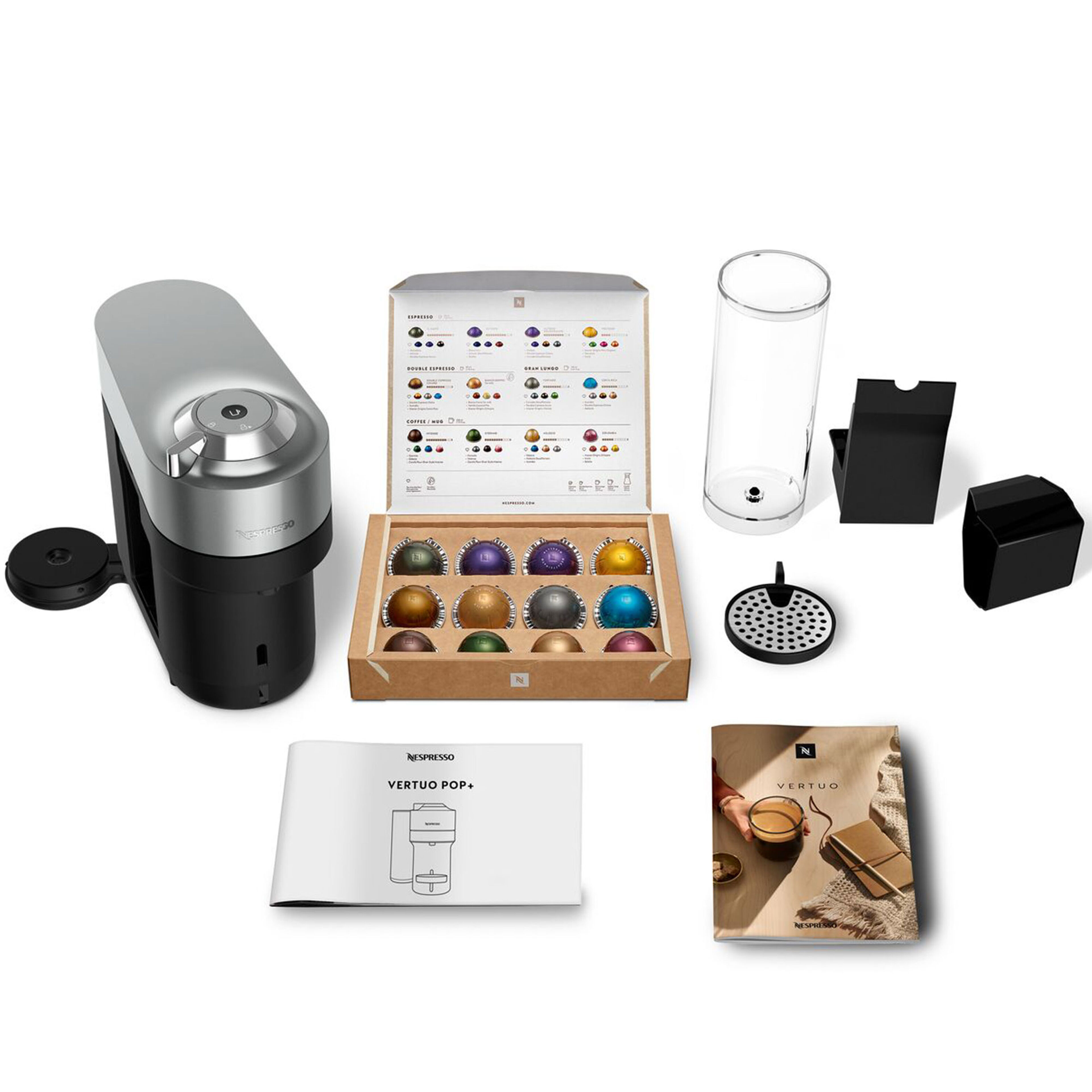 Nespresso by Sage SNV 125 Vertuo Pop+ Deluxe kapselmaskine, titan