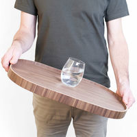 CurveLine serveringsbricka med antislip, large, valnöt/grå