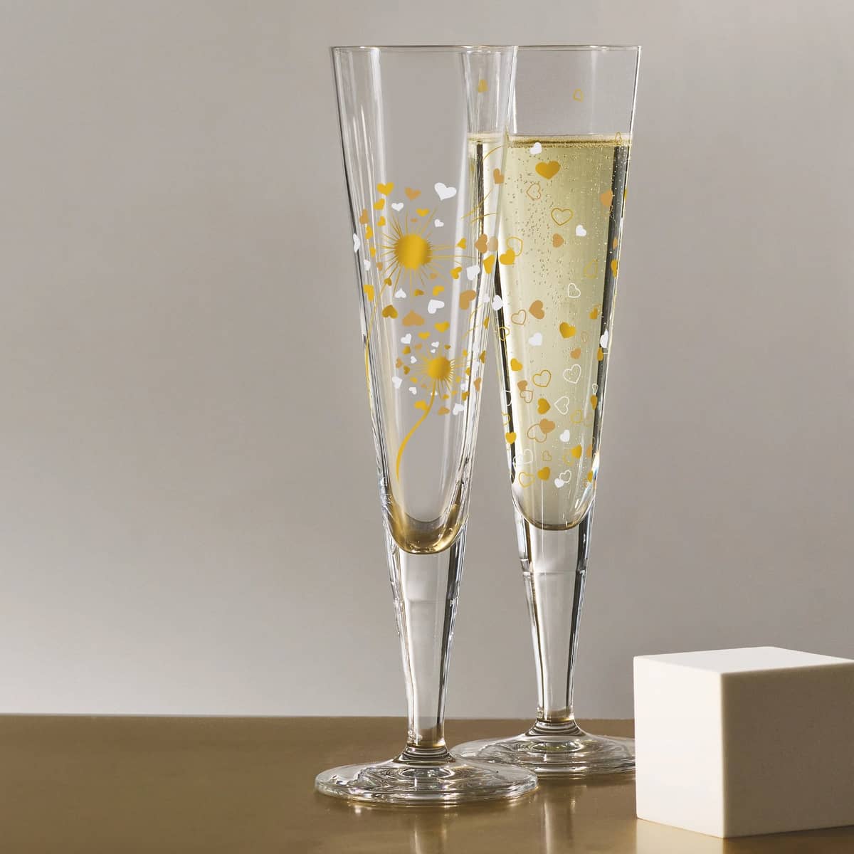 Goldnacht Heart champagneglas, 2 st