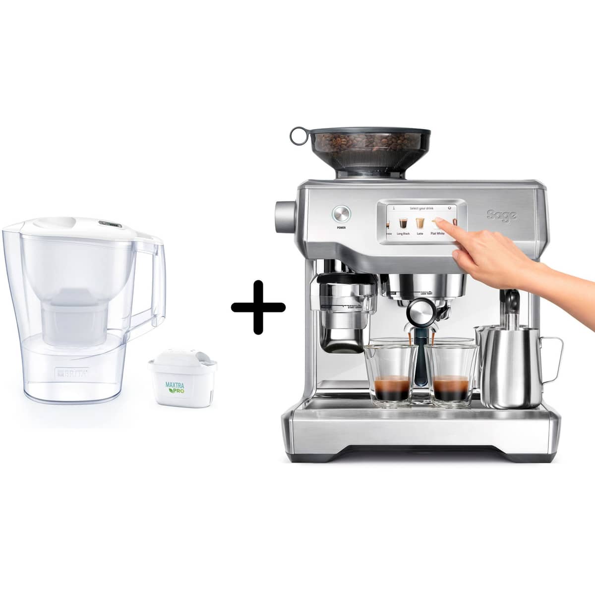 SES990 The Oracle Touch espressokeitin + Brita Aluna vedensuodatuskannu