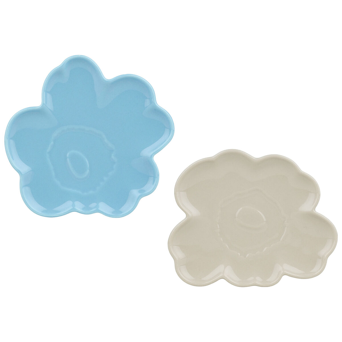 Marimekko Unikko Shape tallrik 2-pack, ljusblå/beige