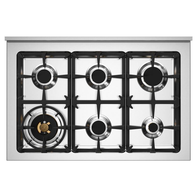 PRO96L2EXT Professional Gasskomfyr med dobbelovn 90 cm, Rustfritt Stål