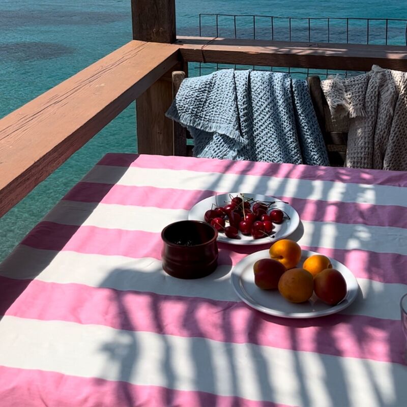 Gaia dug 145x145 cm, rosa/hvid