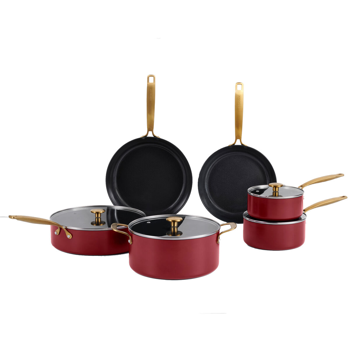 Combekk Stekepanne- og kasserollesett 10 deler, bordeaux