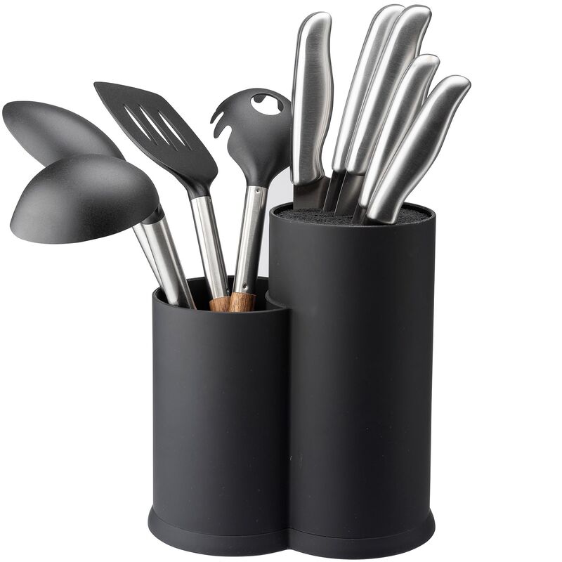 Knivblock borst och redskapsställ svart höjd 22,5 cm