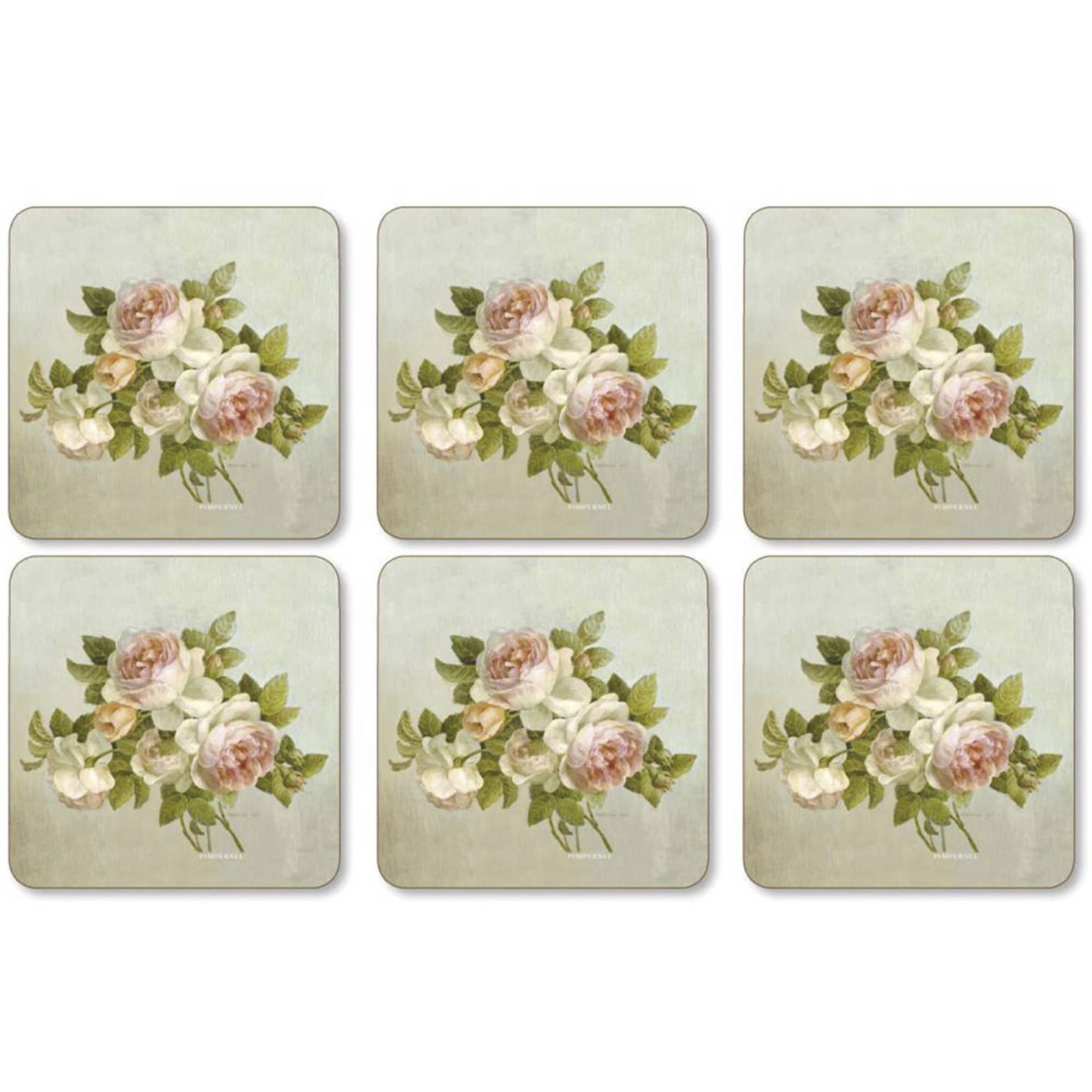 Produktfoto för Pimpernel Antique Rose Glasunderlägg 6-pack