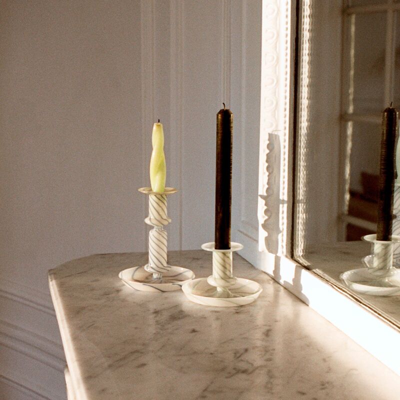 Flare Stripe Milk kynttilänjalka, medium, sininen