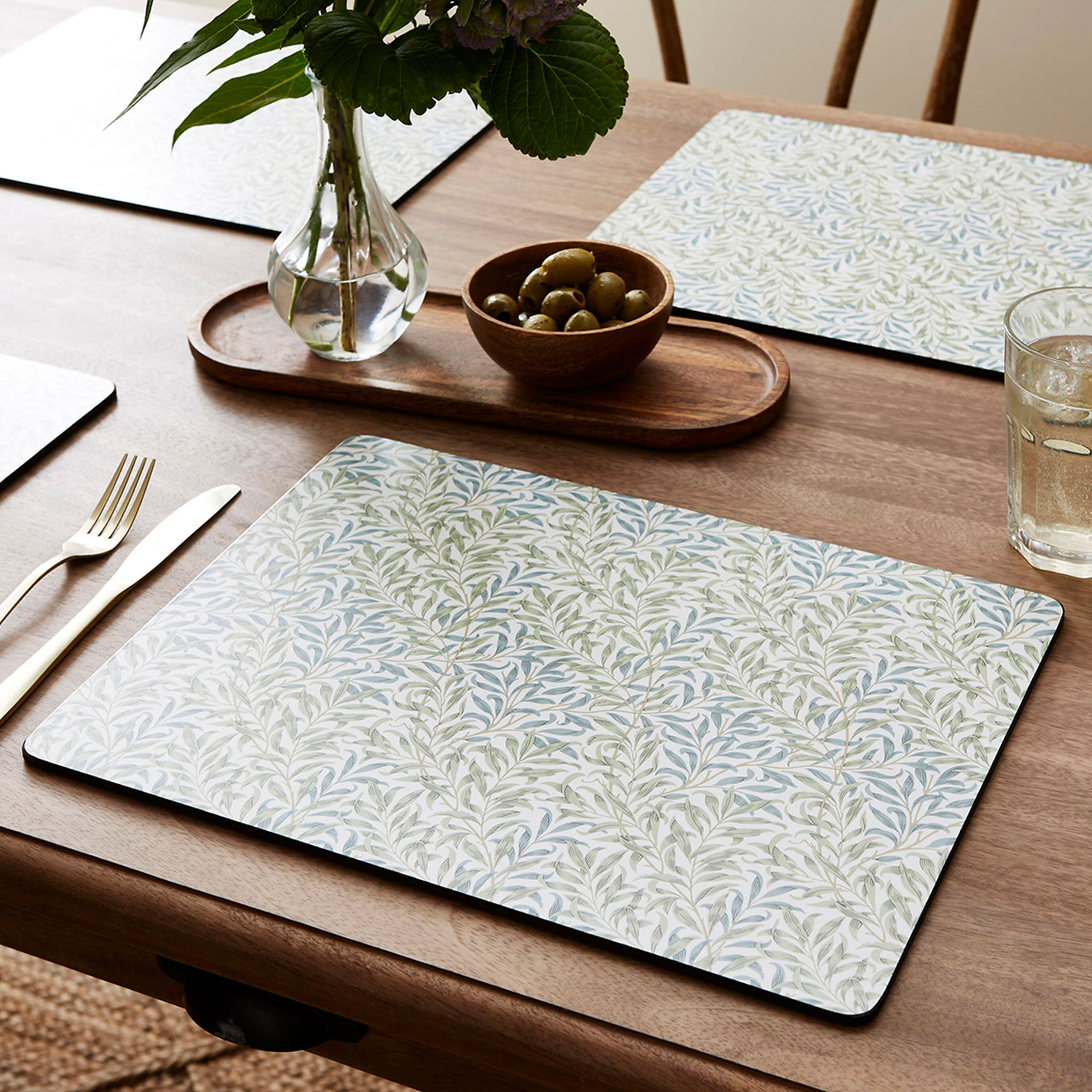 Spode Morris & Co Willow Bough bordbrikker 4-pakning, blå/grønn