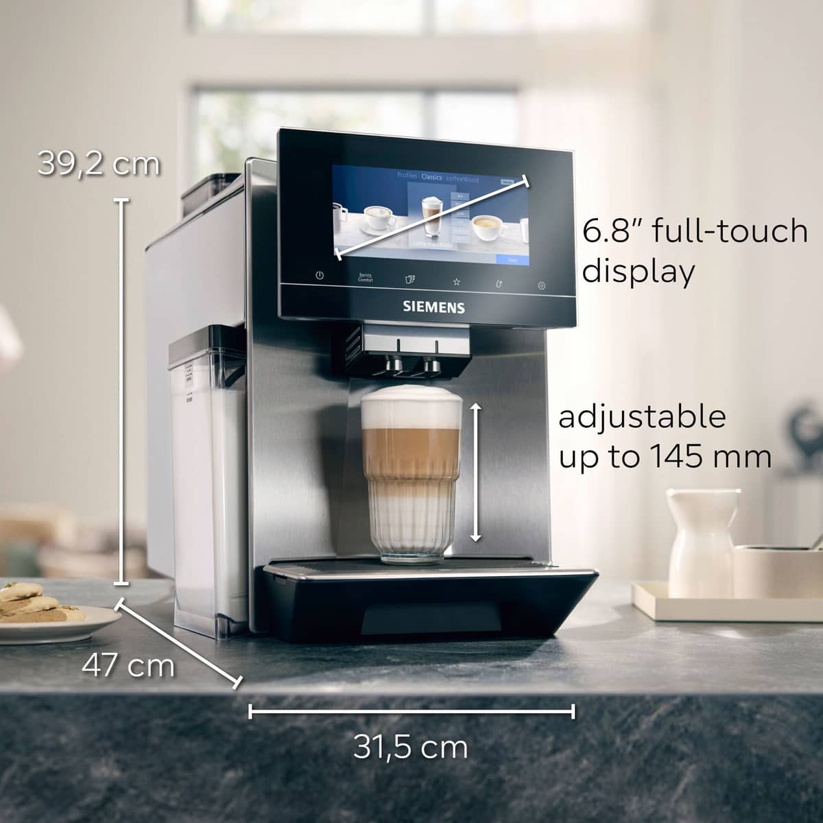 EQ900 Täysautomaattinen espressokeitin, ruostumaton teräs