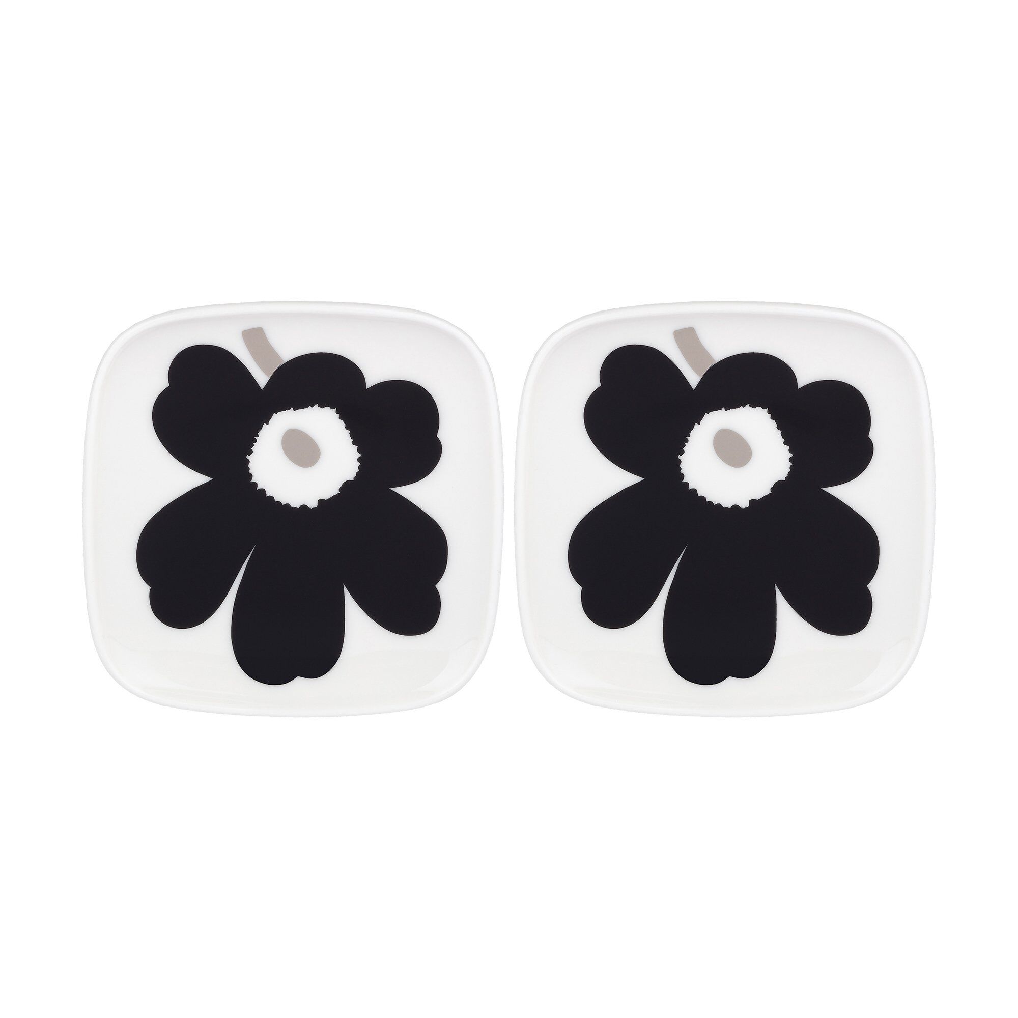 Unikko tallrik 10 cm x 10 cm, 2 st, silver