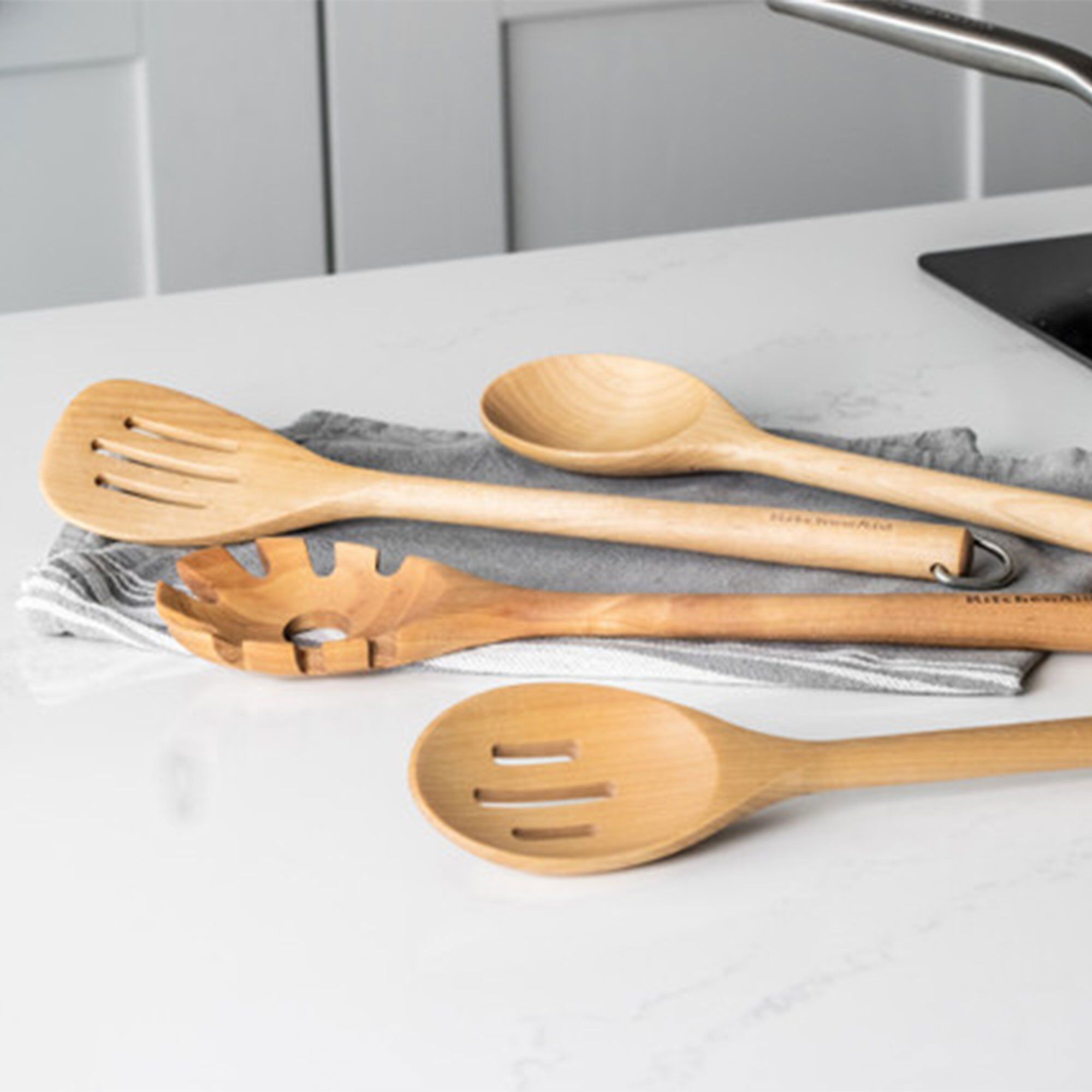 KitchenAid Keittiövälinesetti 4 kpl, birchwood