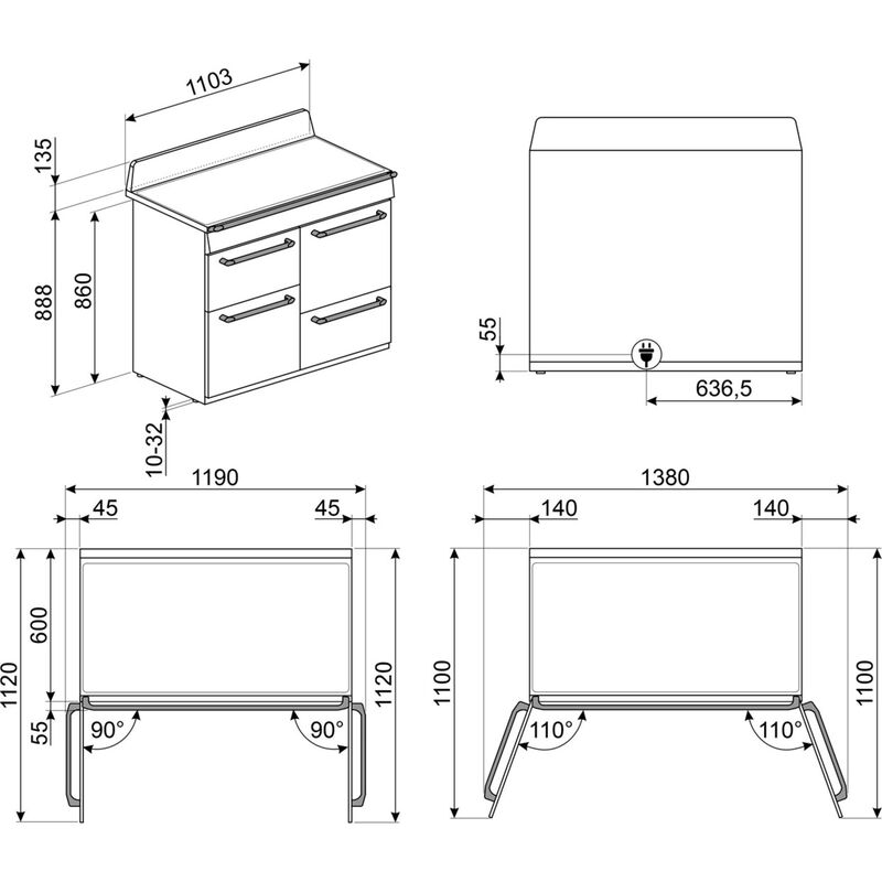 TR4110IX2 Victoria komfyr med 3 ovner 110 cm, rustfritt stål