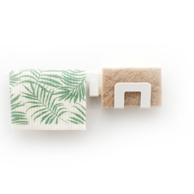 Holder for oppvaskklut og svamp, hvit