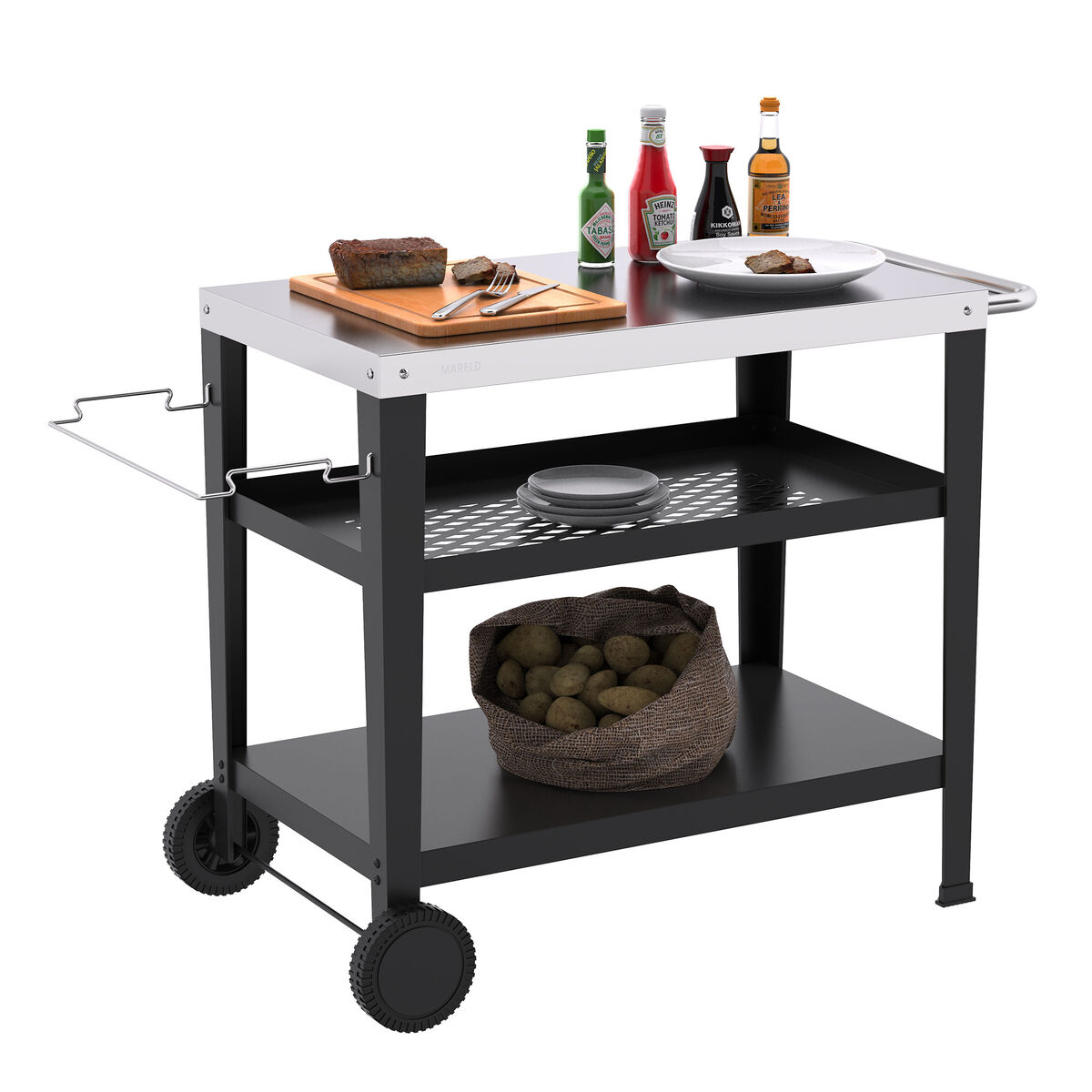 Vogn til stekebord med 4 brennere