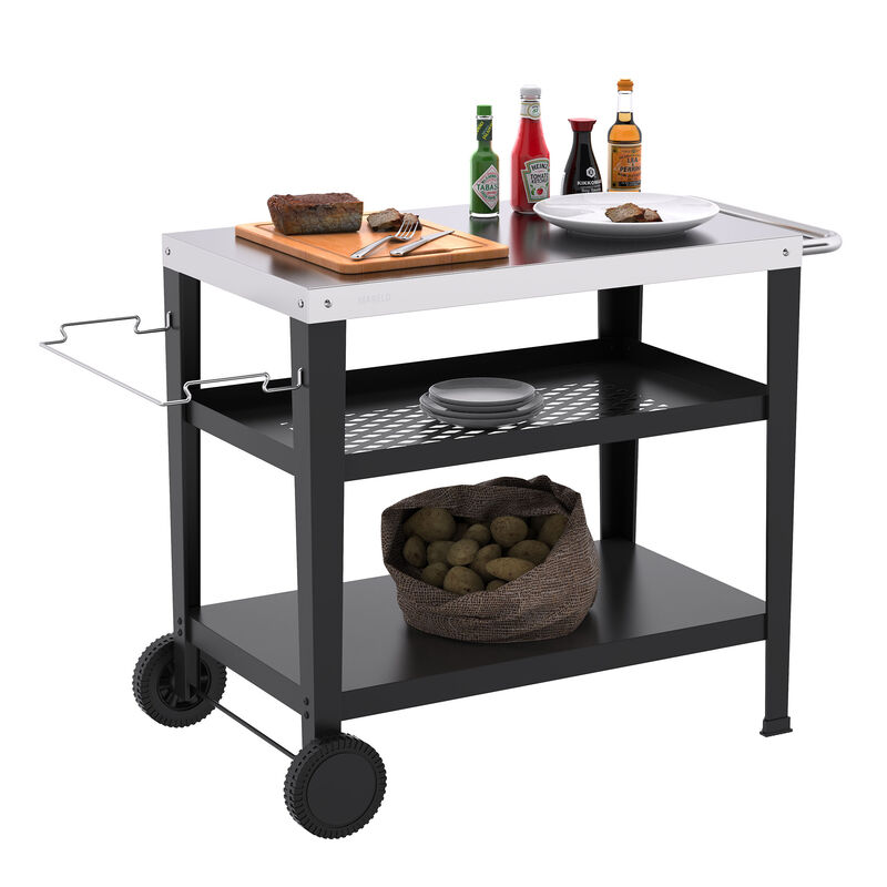 Vogn til stegebord med 4 brændere