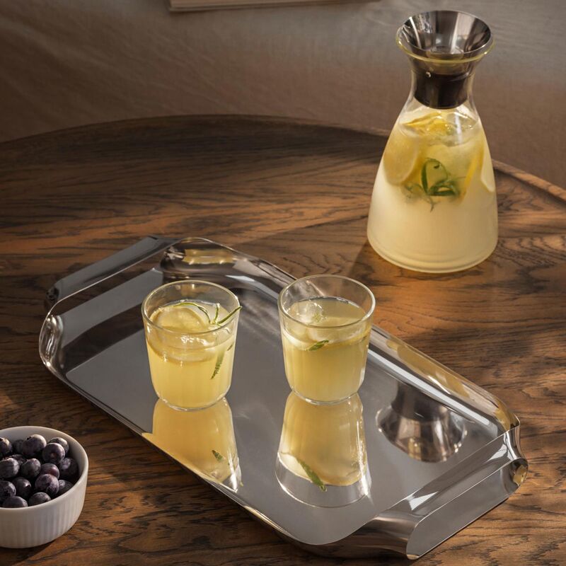 Serveringsbakke 25x44 cm, børste stål