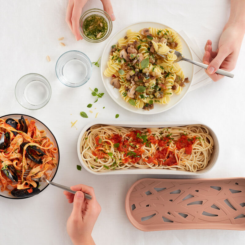 Pastakokare för mikrovågsugn, terracotta