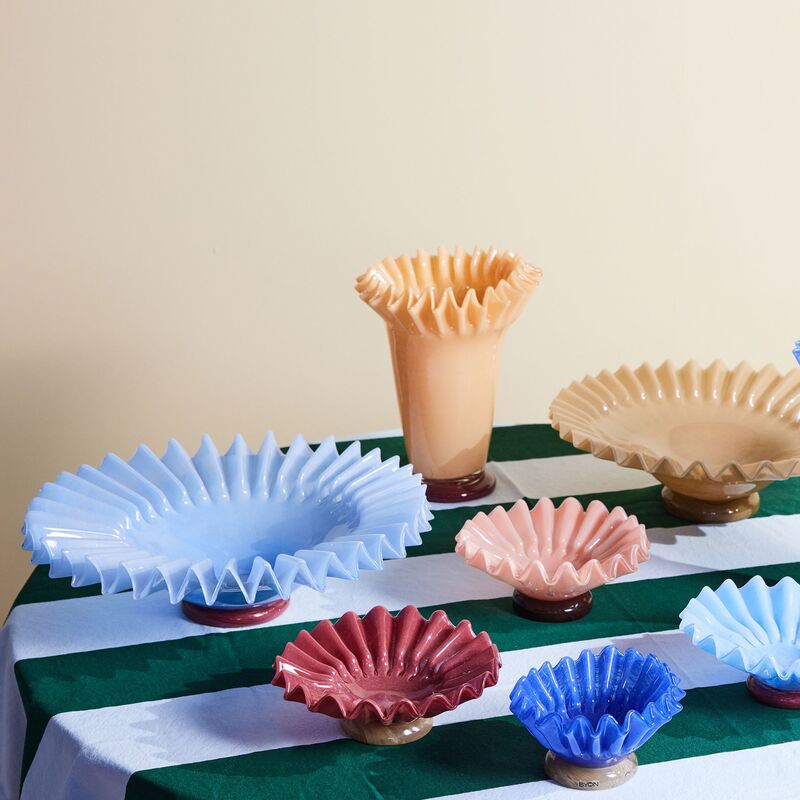 Lori skål 18 cm, lyseblå/vinrød