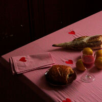 Midnatt pöytäliina Pink Hearts Rosa 180x145 cm