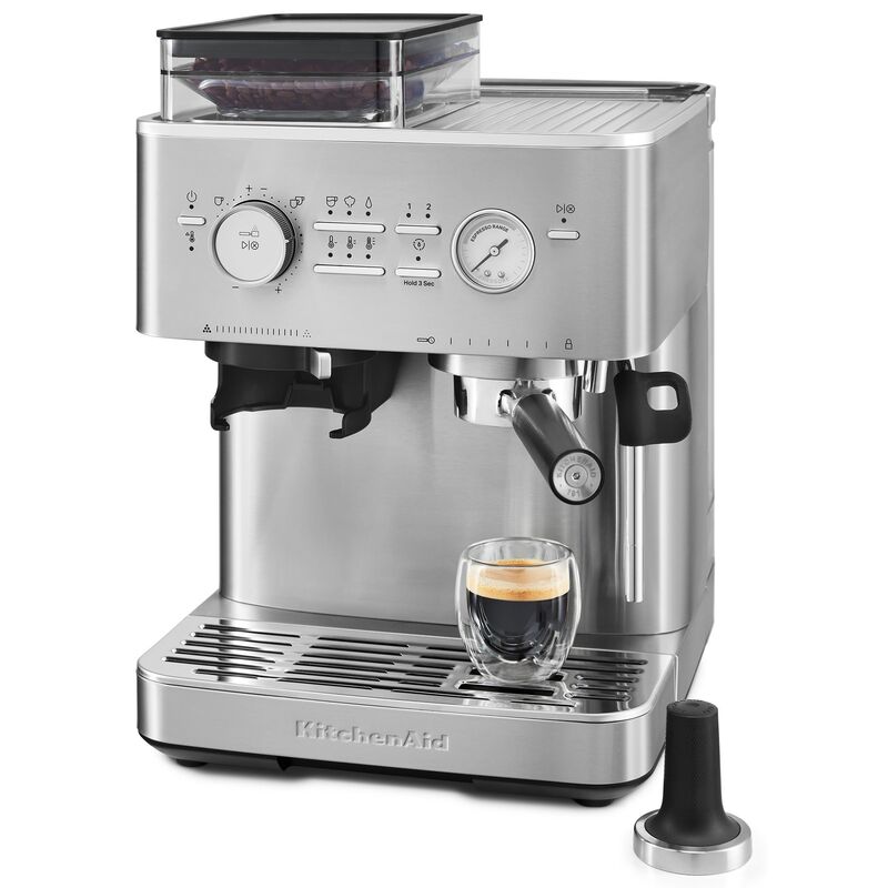 Espressomaskin med kaffekvarn, stainless steel