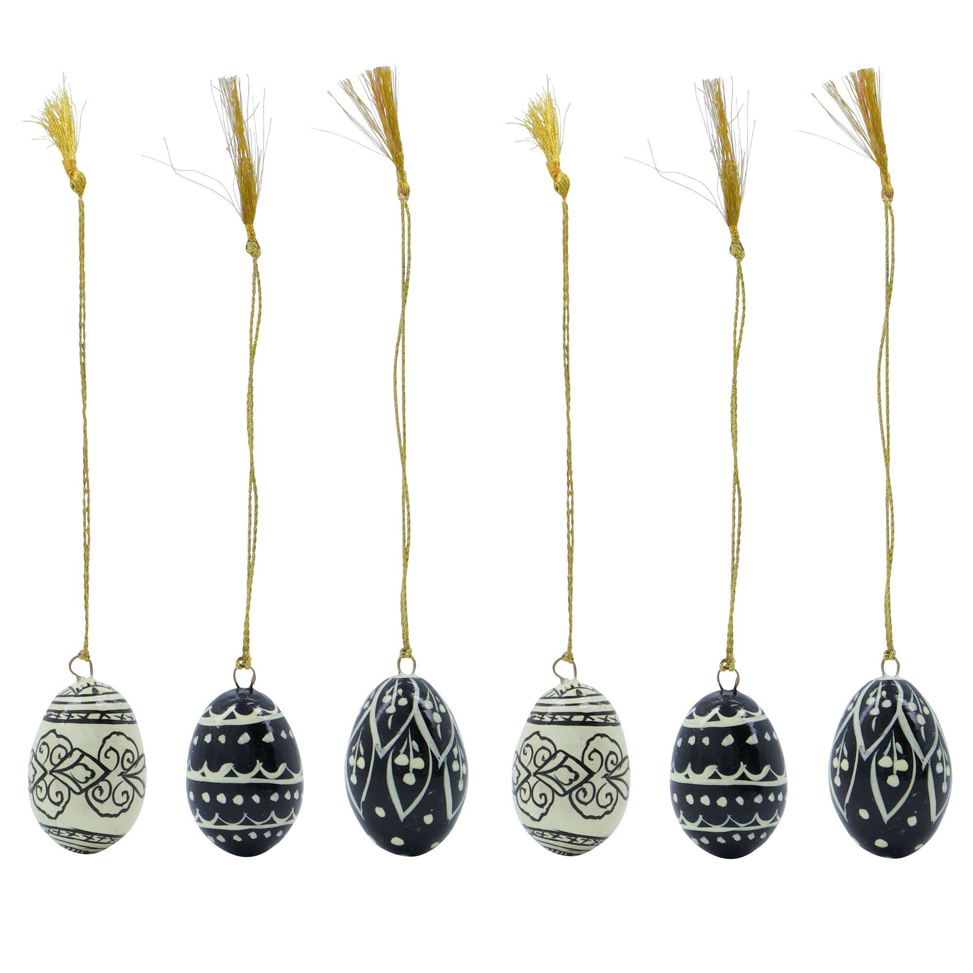 Deco påskhänge 3 cm 6-pack, svart/vit