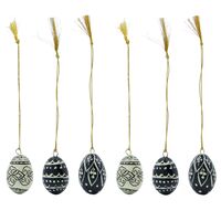Deco påskhänge 3 cm 6-pack, svart/vit