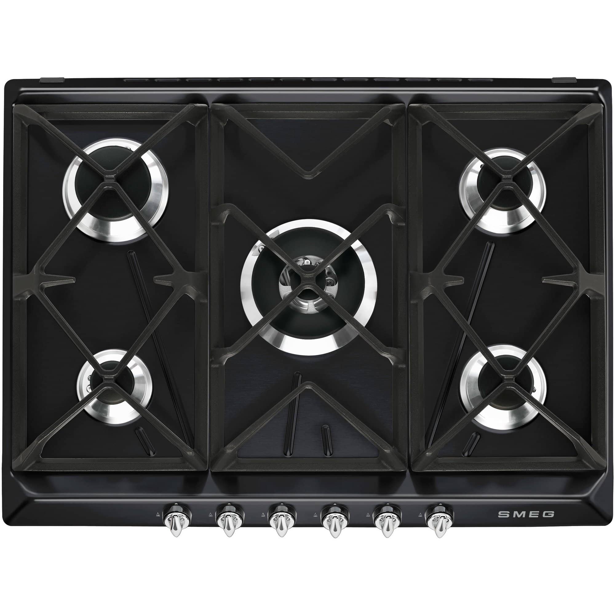 Produktfoto för Smeg 68,5 cm gashäll rostfritt stål Victoria-design - svart