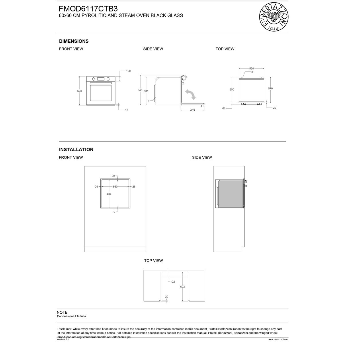 FMOD6117CTB3 Modern dampovn med pyrolyse 80 liter, svart