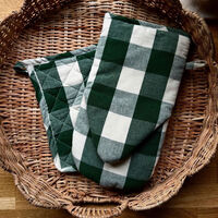 Elsa grydelap 30×13 cm, grøn/beige