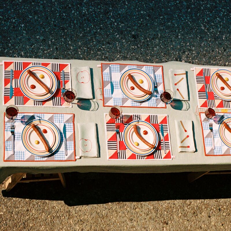 bordstablett, stripe red