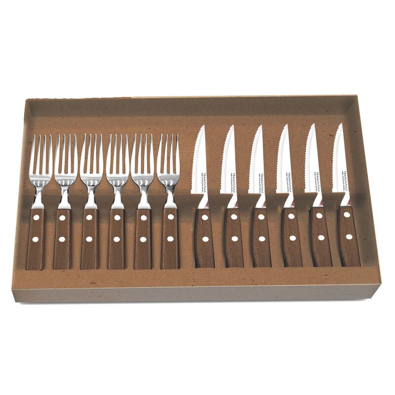 Steakbestik 12 dele, mørkt træ