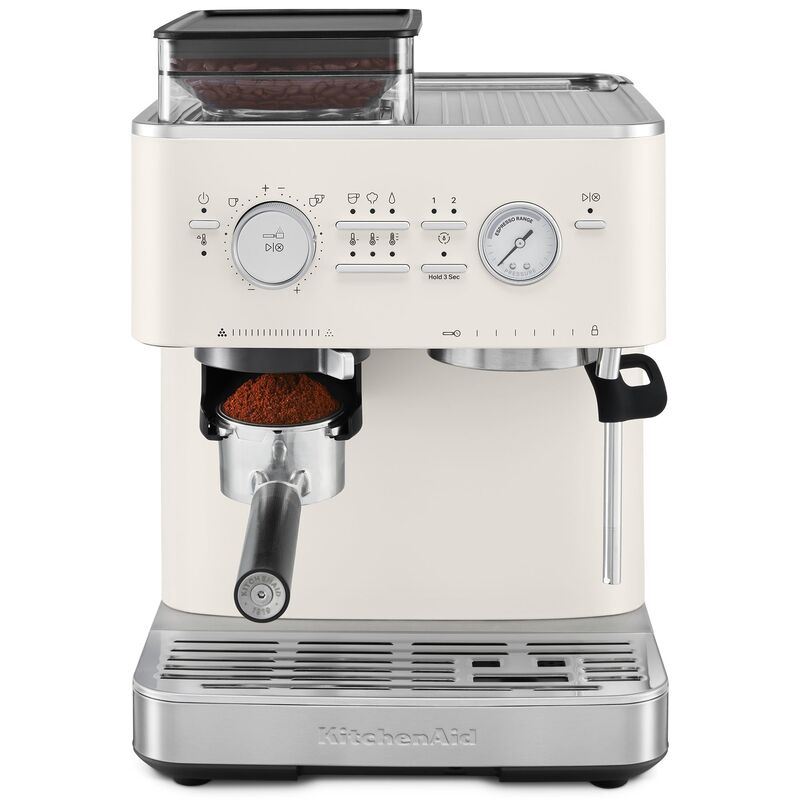 Espressomaskin med kaffekvarn, porcelain white