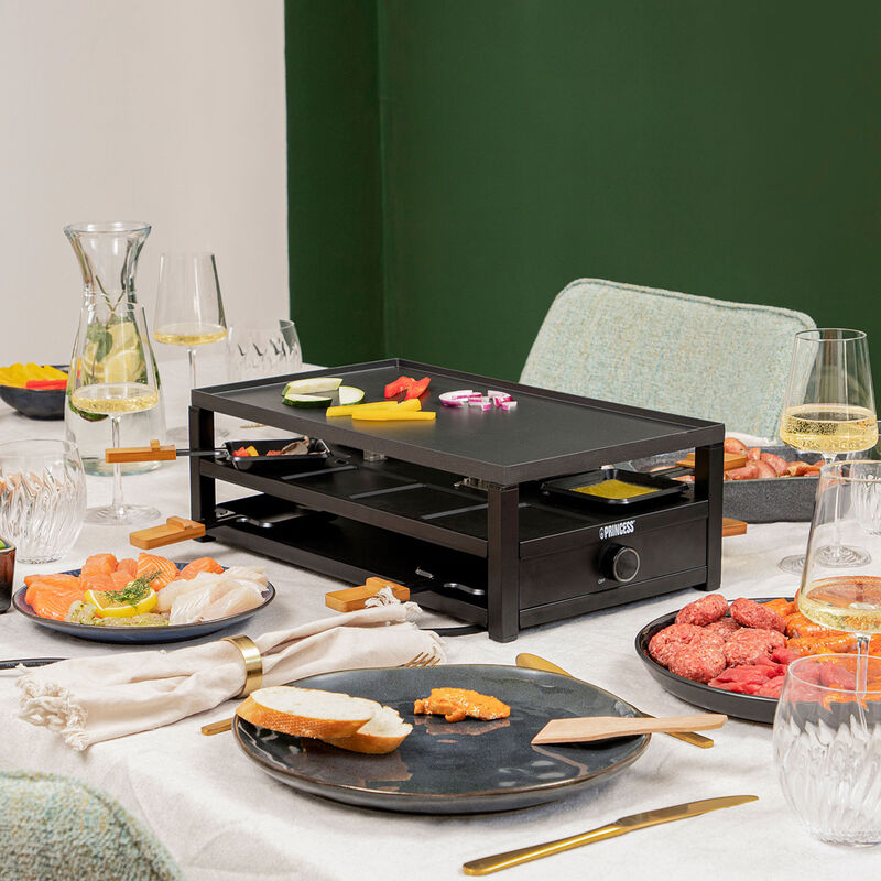 Prinsesse Black Steel Raclette, 8 personer