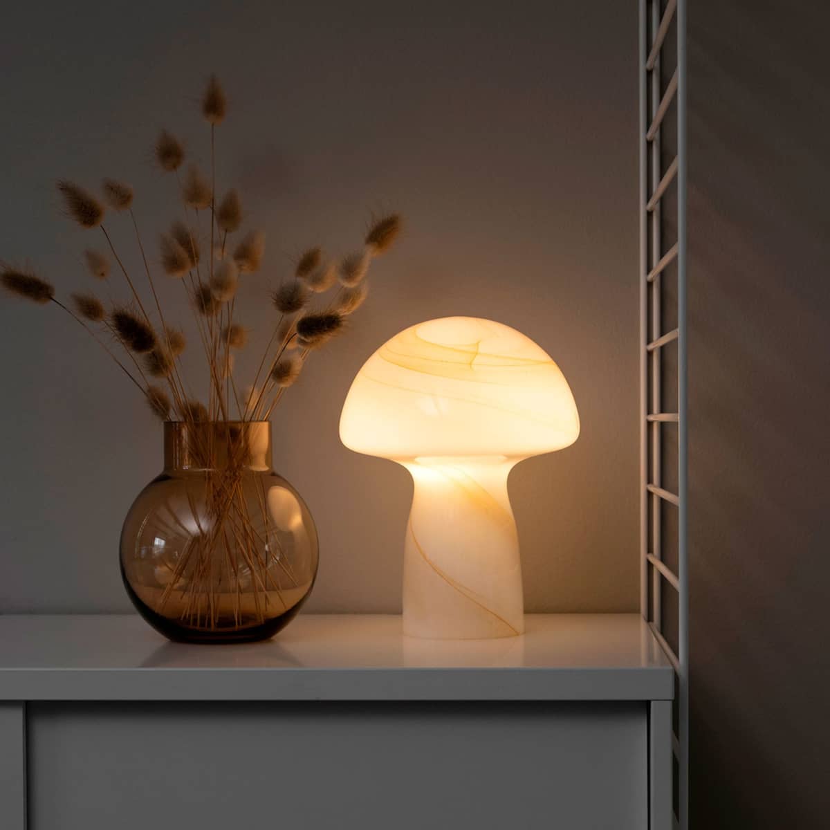 Fungo-pöytävalaisin, 16 cm, beige