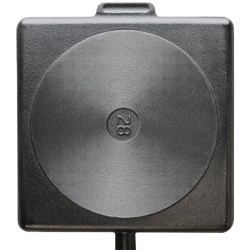 Firkantet støbejernsgrillpande 28, håndtag i bøg