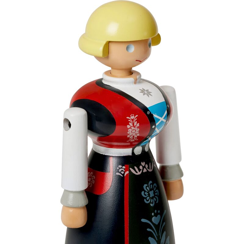 Norsk bunad-kvinna, svart/röd/vit