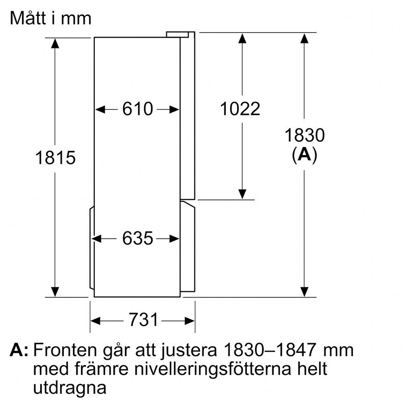 KF96NAXEA iQ300 frittstående kjøle-/fryseskap 183x90 cm, black steel