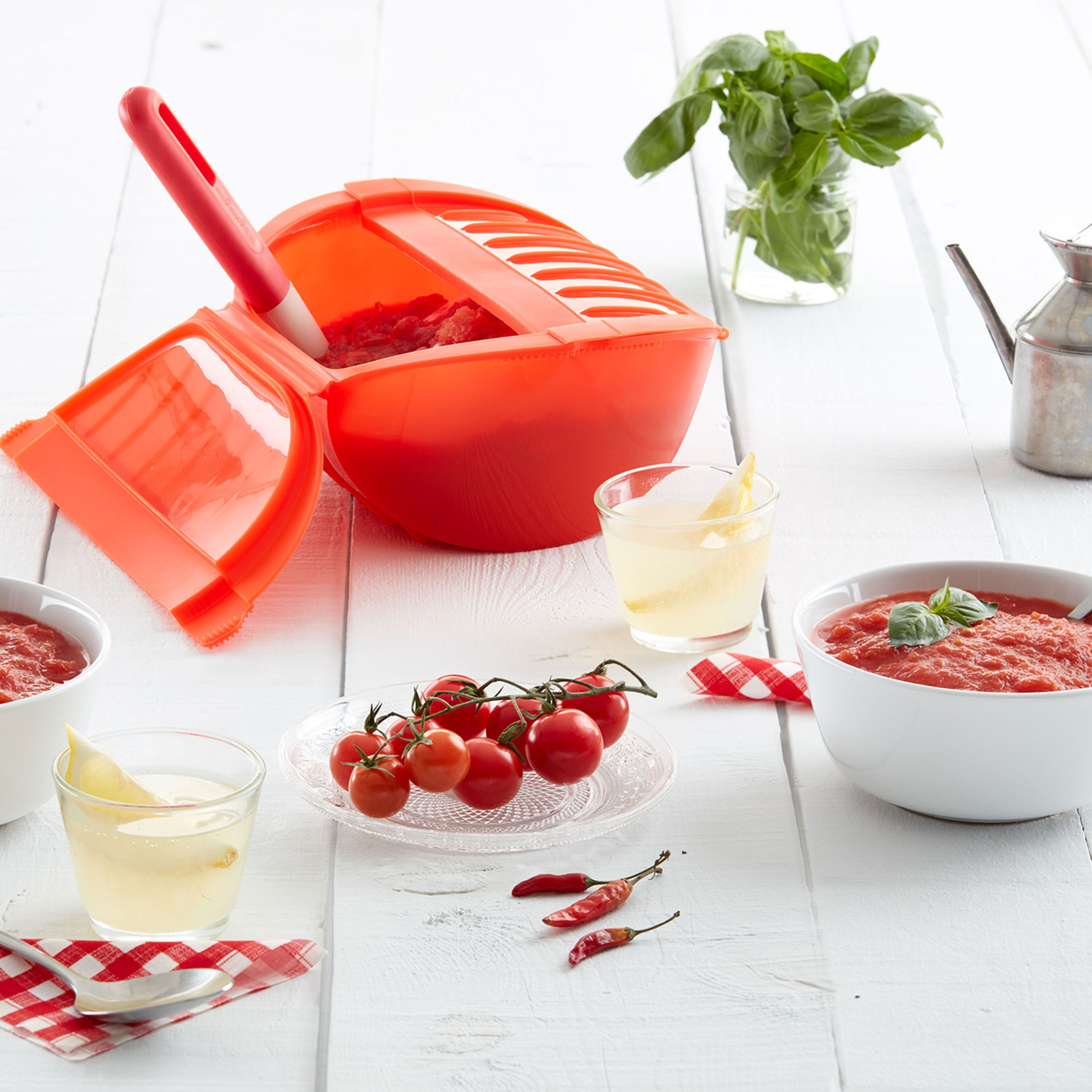 Dyb dampkoger med bageplade til mikroovn, rød