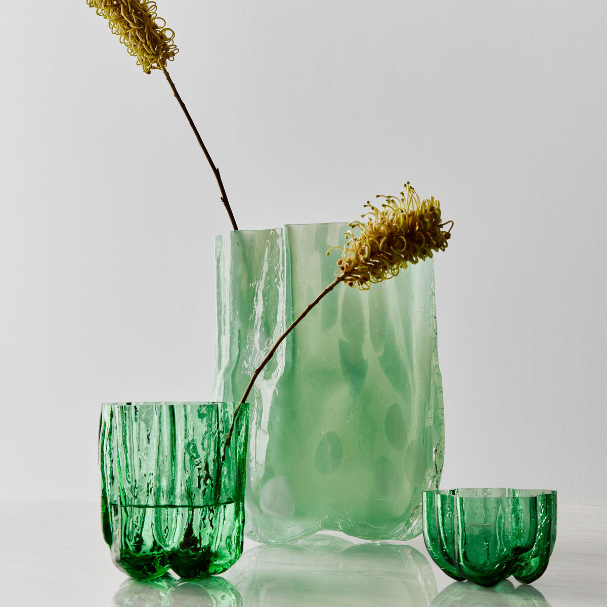 Kosta Boda Crackle lyslykt 58 mm, mørkegrønn