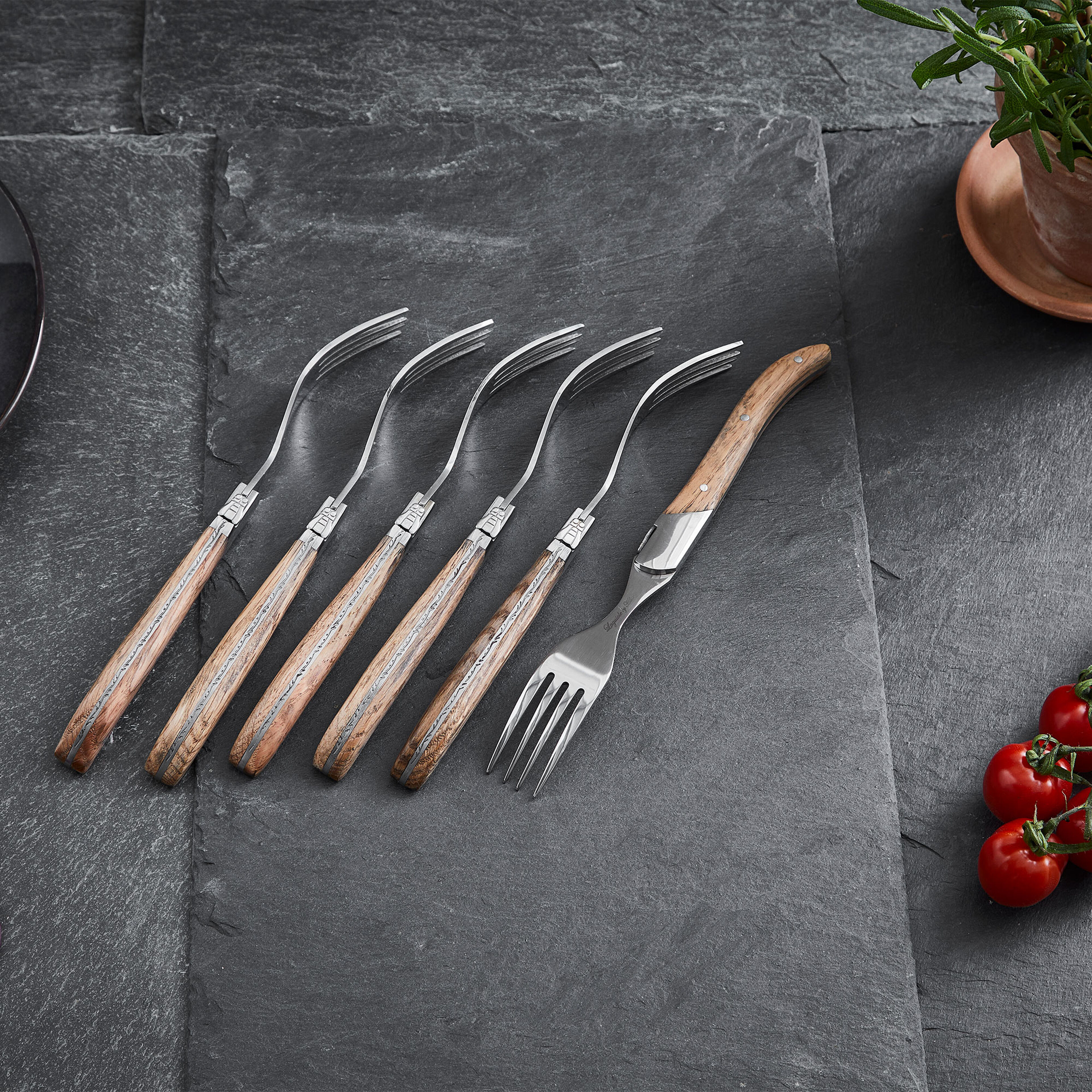 Gaffelsett i gaveeske 6 deler, eik