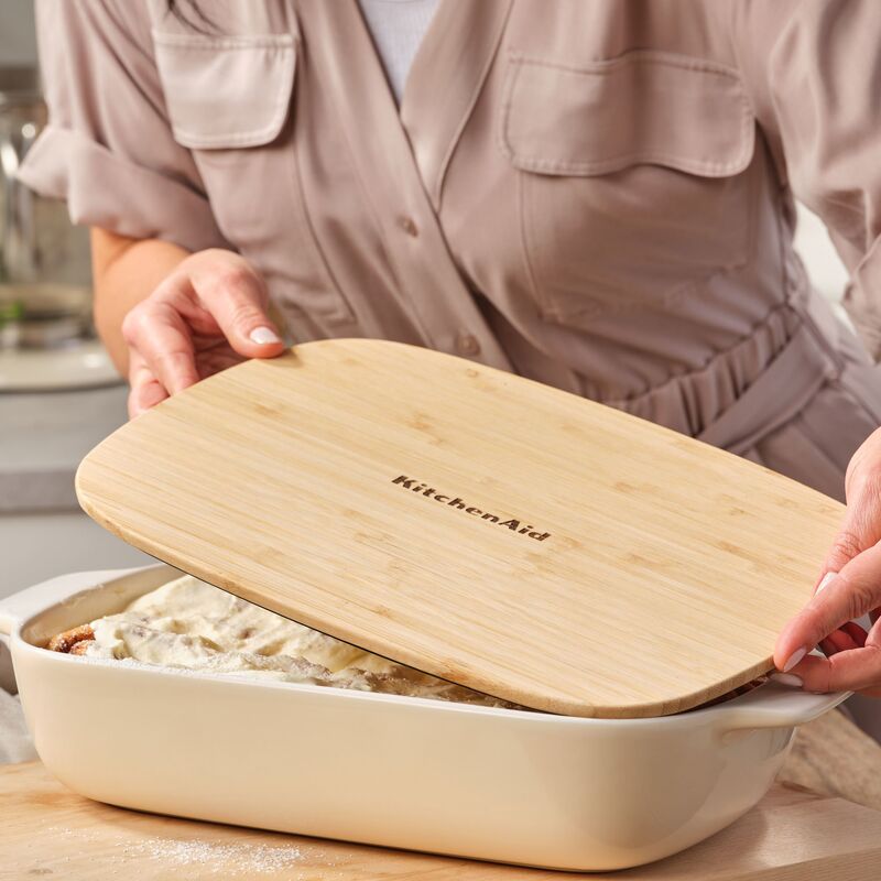 Ovnsform med lokk 39x23,5x7,5 cm, creme