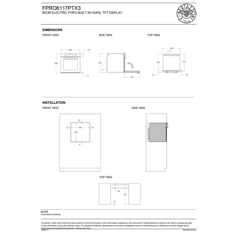 FPRO6117PTX3 Professional varmluftsugn med pyrolys 80 liter, rostfritt stål