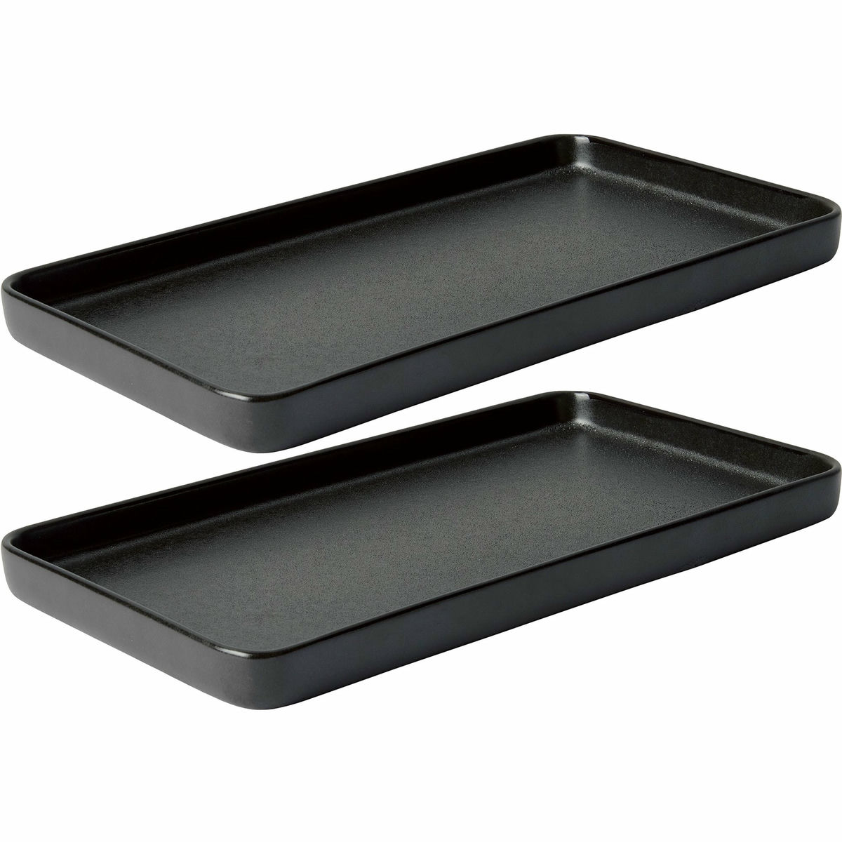 RAW rektangulær tallerken, 2 stk, 34 cm, titanium black