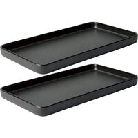 RAW rektangulær tallerken, 2 stk, 34 cm, titanium black