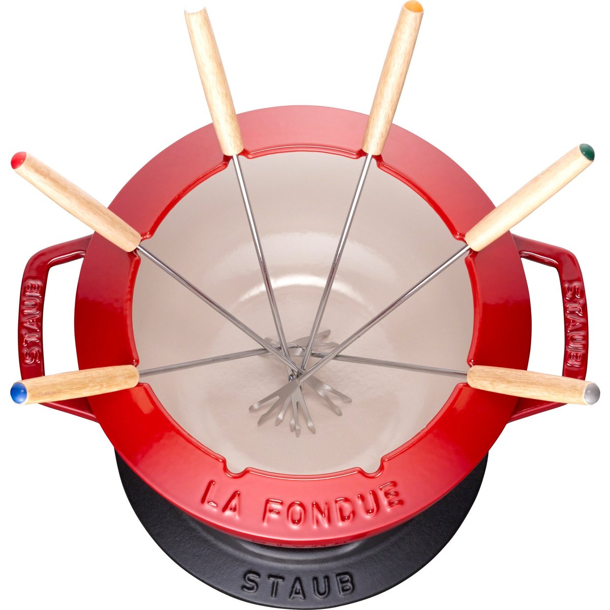 Fondue Sett 20 cm Rød med Creme Innside