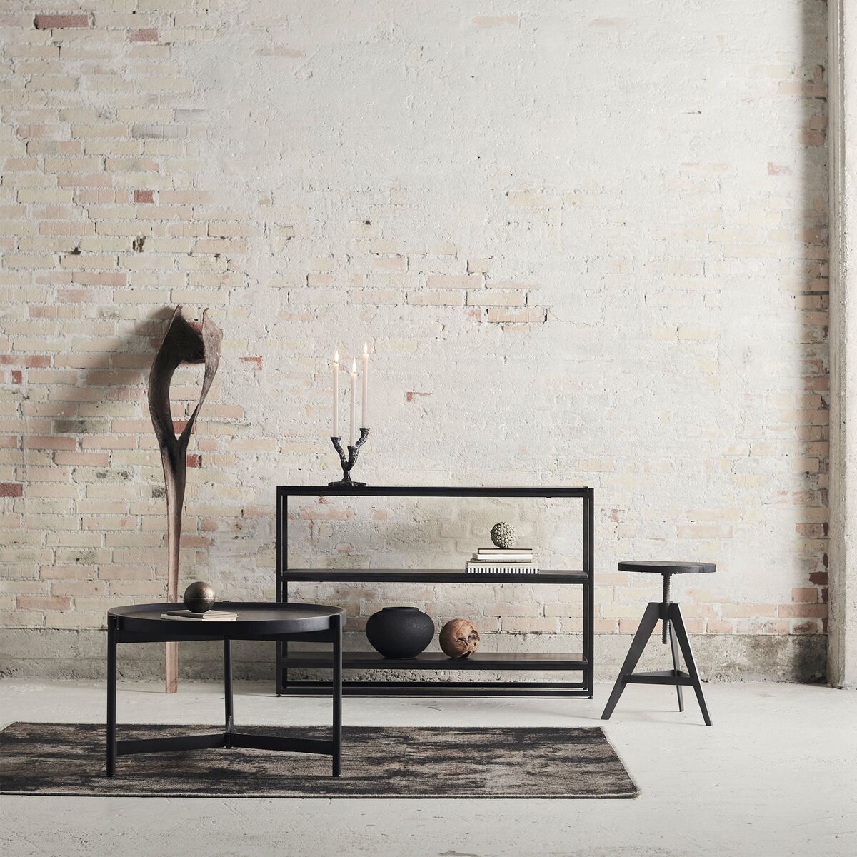 Ava lysestake, antique dark grey